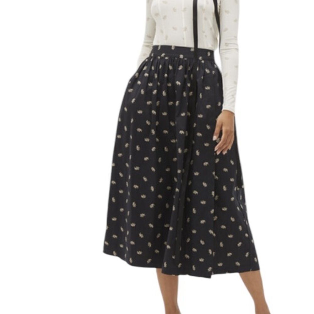 Hill House the Krista Skirt in black floral jacquard XS NWT - Picture 2 of 7